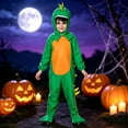 thumbnail image 3 of Krdevn Boys 3D Dinosaur Cosplay Jumpsuit, Hooded Funny Dino Costume for Halloween Role‑Play Dress‑Up,7-9 Years, 3 of 5