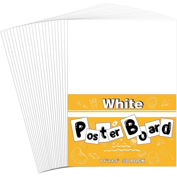 MARACOL 50-PACK 11" x 14" White Poster Boards Bulk, Blank Poster for School, Arts & Crafts