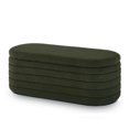 thumbnail image 4 of 43 Inches Oval Storage Ottoman Bench, Modern Teddy Storage Bench with Hinged Lid, Shoe Seat Foot Stool for Entryway Bedroom Living Room, Storage inner size: 38"(L) x 12.5"(W) x 13.5"(H), Dark Green, 4 of 8
