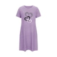 thumbnail image 4 of Blmnix Women Nightgown Valentine Cotton Nightgowns Sleepshirts Sleep Dress Short Crew Neck Short Sleeve Purple Backless Nightgown,M, 4 of 6