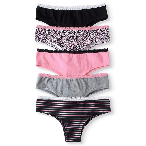 No Boundaries - Juniors Cotton Stretch Cheeky Panty, 5 pack - Walmart.com - Walmart.com
