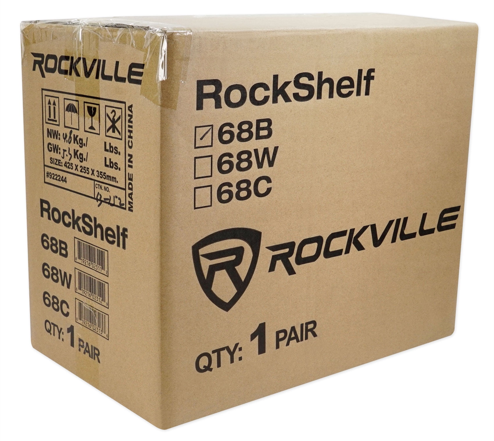 Pair Rockville RockShelf 68B Black 6.5" Home Bookshelf Speakers + 36" Stands