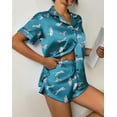 thumbnail image 2 of Ekouaer Womens Silk Satin Pajama Set Print Short Sleeve Sleepwear Button Down Pjs Shorts Set Loungewear, 2 of 6