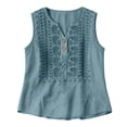 thumbnail image 4 of Women's Cotton Linen Vest, V Neck Sleeveless Embroidered Tank Top, Bohemian Style Casual Summer Top for Beach, Travel, Daily Wear and Layering-Mint Green, 4 of 8
