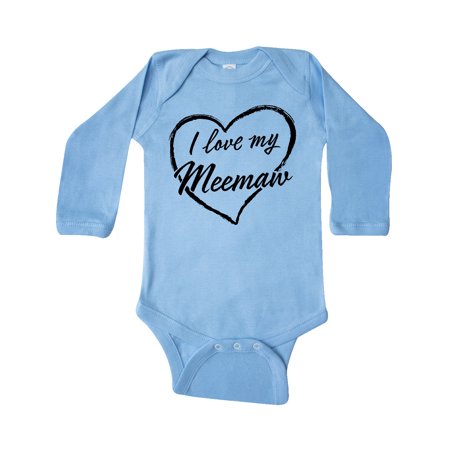 

Inktastic I Love My Meemaw in Black Chalk Heart Gift Baby Boy or Baby Girl Long Sleeve Bodysuit