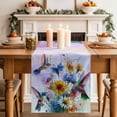 thumbnail image 2 of Table Runner - 36 Inch Long, Pink Purple Hummingbird Kitchen Dining Table Runner Dresser Scarves, Spring Oil Painting Sunflowers Farmhouse Decor for Coffee Tables Wedding Party Banquet, 2 of 8