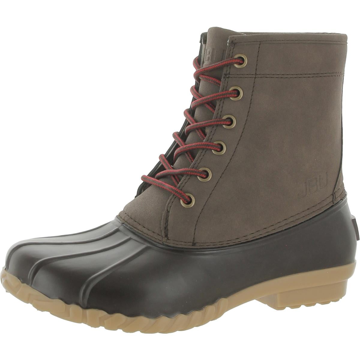 JBU Men’s Brown and Red Waterproof Duck Boots with Tan Outsole JBU BY JAMBU Mens Brown Waterproof Maine Round Toe Block  main image 4
