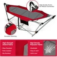 thumbnail image 6 of YANG2 Portable Folding Hammock, Lounge Camping Bed with Hammock Stand, Indoor & Outdoor Hammocks w/Side Pocket, Anti-tip Buckles & Iron Stand for Camping Outdoor Patio Yard Beach (Red), 6 of 9