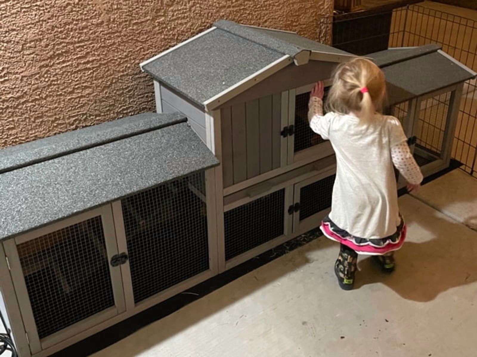Aivituvin Chicken Coop Outdoor with PVC Bottom Layer Indoor Rabbit Hutch Wooden Bunny Cage Large Rabbit House with Run