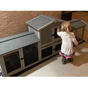 Aivituvin Chicken Coop Outdoor with PVC Bottom Layer Indoor Rabbit Hutch Wooden Bunny Cage Large Rabbit House with Run
