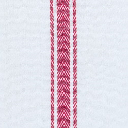 Arkwright Kitchen Herringbone Tea Towels, Pack of 12, White with Red Stripe, 100% Cotton, 15 x 25 in