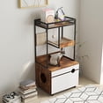 thumbnail image 6 of Litter Box Enclosure with Storage Shelves, 3 Level  Tree Tower with Elevated Feeding Bowl, Hidden Washroom Condo for Living Room, Brown, 6 of 6
