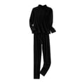 thumbnail image 1 of Minnieouse Conjunto de ropa interior para mujer, Color sólido, cuello medio alto, calzoncillos largos térmicos para mujer, ropa de fondo Ropa interior Negro, 1 of 6