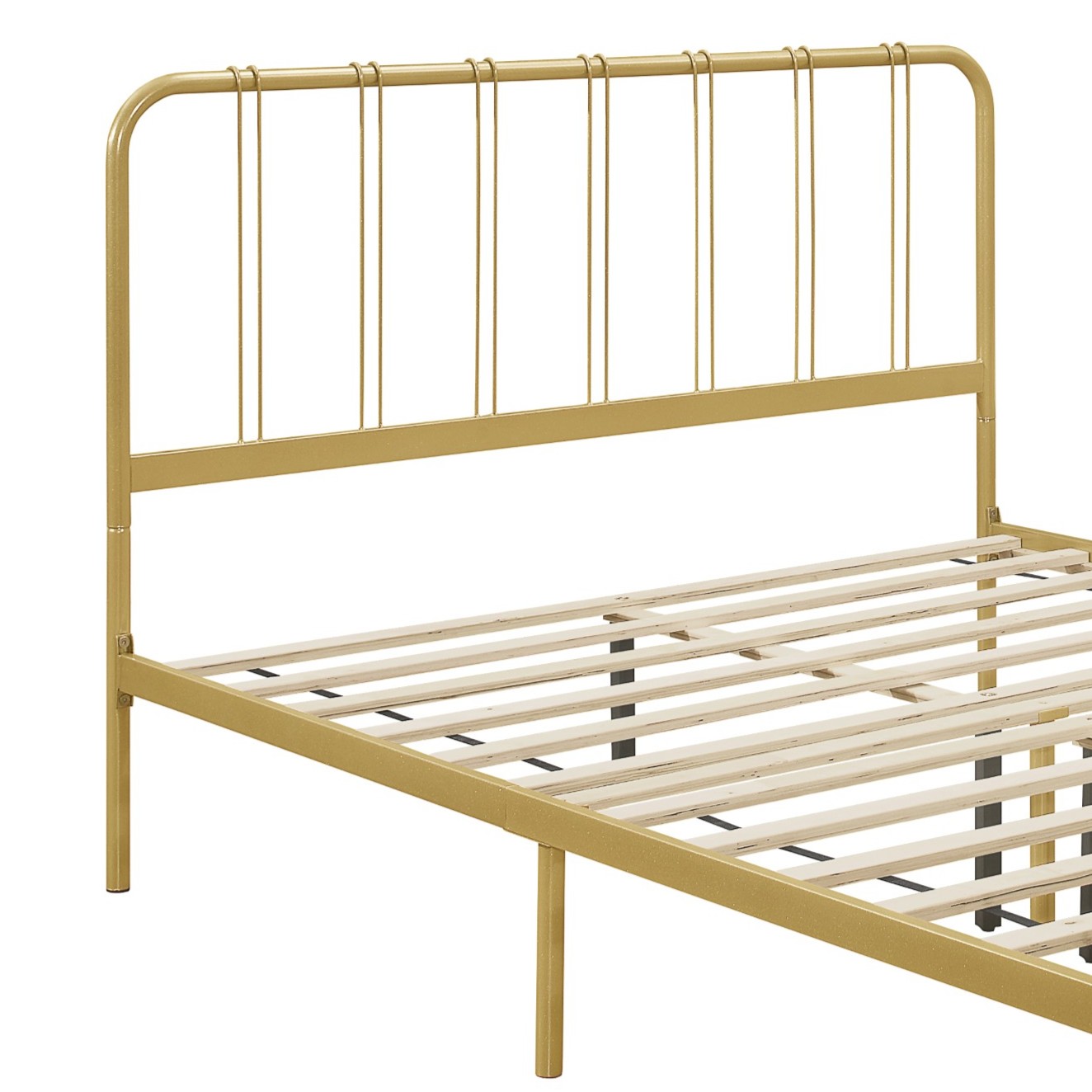 Home Design Debra Twin Metal Platform Bed Frame with Sturdy Frame and Openwork Design, Gold, Easy Assembly