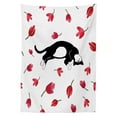 thumbnail image 3 of Ambesonne Kitten Tablecloth Rectangular Table Cover, Cat Sleeping Tulips, 60"x84", Black White Pink, 3 of 4