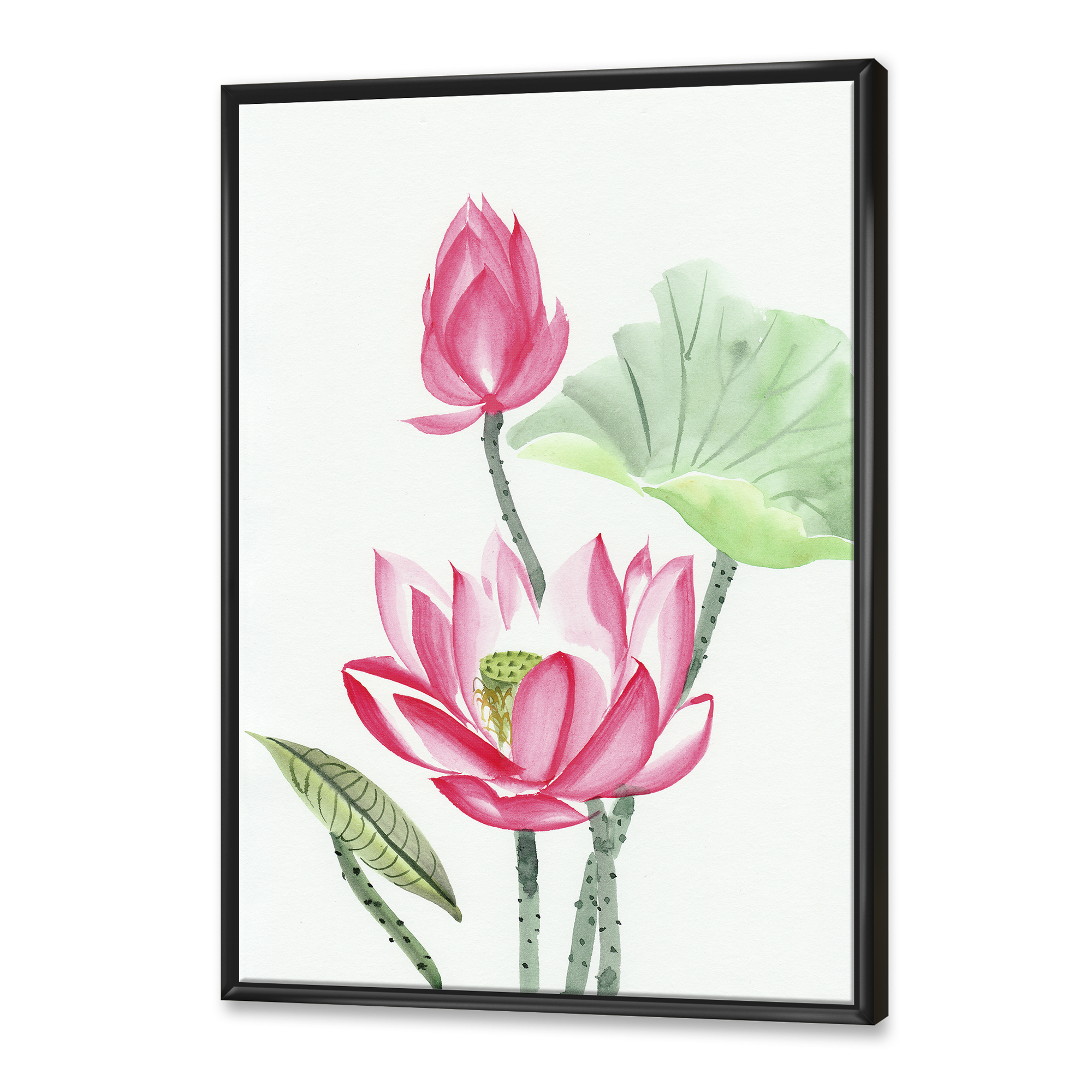 Designart 'Ancient Pink Lotus Flower' Traditional Framed Canvas Wall Art Print