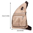 thumbnail image 2 of Bolso Cuero PU Multi Bolsillos Antirrobo Viaje Simple Satchel Caqui, 2 of 4