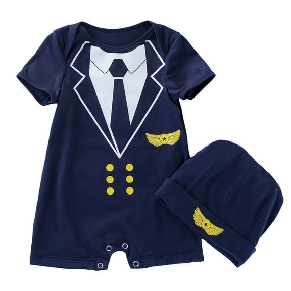 KVPLBQFD Boys Jogging Suits Baby Summer Suit Pilot Climbing Suit Short Sleeve with Hat for Casual Going out from 0 to 24 Months Outdoor Baby Gear Baby Boys' Overalls 4t Clothes for Girls