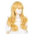 thumbnail image 1 of Peluca para cosplay con forma de princesa melocotón en capas, estilo ondulado, 80 cm, con corona, 1 of 2