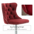 thumbnail image 5 of ODUSE-DAILY Burgundy Velvet Bar Stools Set of 2 - Adjustable Swivel Wine Red Counter Height Chairs with Tufted Back and Nailhead Trim for Kitchen Island (Wine Red, Chrome Metal, 2 Pcs), 5 of 10