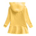 thumbnail image 5 of Lullu Girls Fall Hoodie Dress Long Sleeve Ruffle Hooded Sweatshirt Dress, Yellow, Sizes 3-8, 5 of 5