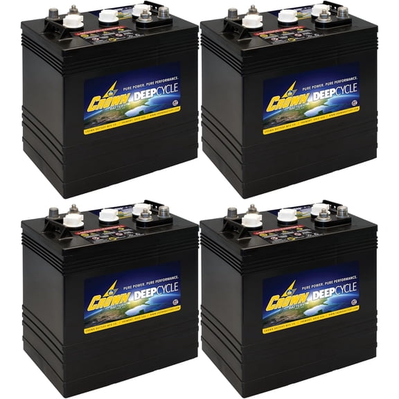 Crown CR-260 – 6V 260Ah Flooded Lead Acid Deep Cycle Battery – BCI GC2H – Made in USA (Pack of 4)