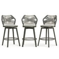 thumbnail image 6 of Dycanpo 26'' Swivel Bar Stools Set of 3, Counter Height Stools with Woven Backrest & Footrest, Gray, 6 of 8