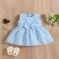 thumbnail image 2 of PENGXIANG Robe de Fête Princesse pour Bébé Fille 4 Couleurs à Carreaux Sans Manches Robe Trapèze avec Ceinture Nœud, 2 of 8