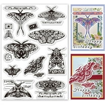 Moth Clear Stamps for Card Making Moth Label Clear Rubber Stamps Paper Craft Seal Stamp Rubber Stamp for DIY Scrapbooking Album Journal Notebook Decor Handmade Crafts