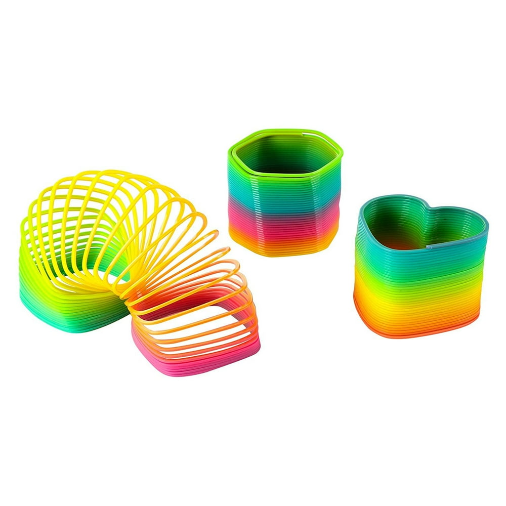 Blue Panda Rainbow Slinky Toy 3Pack Plastic Slinky, Rainbow Coil Springs in 3 Shapes Kids