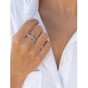 Starchenie Round Promise Rings for Her | 925 Sterling Silver Halo Ring | Engagement Wedding band for Women Size 5