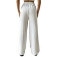 thumbnail image 4 of TANBOM Wide Leg Wrinkle Texture Rayon Women's Casual Pants White (Women's S), 4 of 4