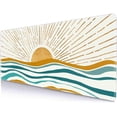 thumbnail image 1 of Large Gaming Mouse Pad, Keyboard Mouse Mat,Non-Slip Rubber Base Mousepad with Stitched Edges, Waterproof Keyboard Mouse Mat Desk Pad for Work, Laptop, 31.5 X 11.8 Inch, Gold Sun and Teal Ocean Waves, 1 of 5