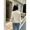 thumbnail image 4 of Women Turtle-Neck Sweater Chunky Long Sleeve Knitted Pullover High Low Hem Trendy Fall Winter Top White S, 4 of 6