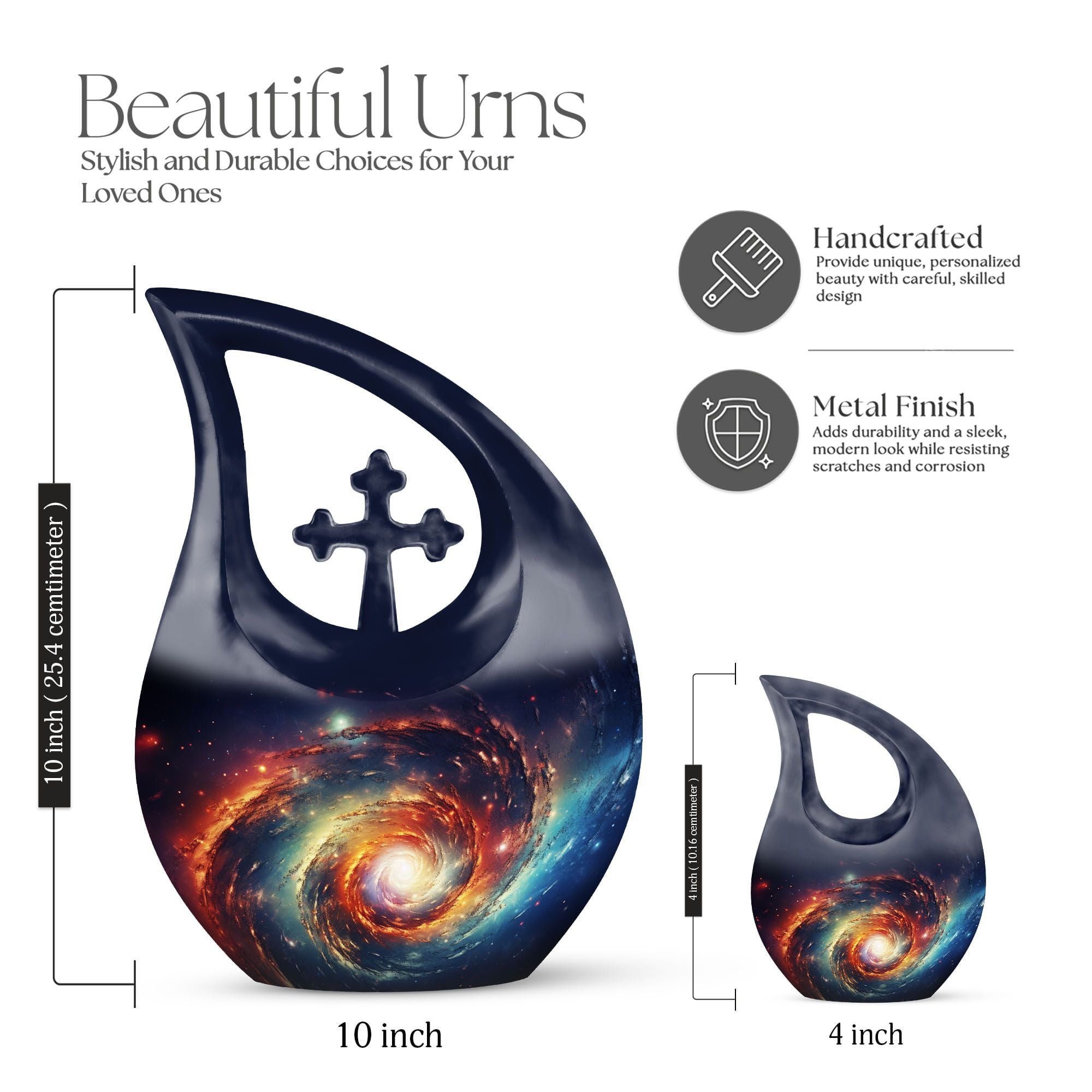 MUKTIVE Androema Galaxy Large Urns for Human Ashes Adult Female - Larger Cremation Urn for Adult Female Ashes - Decorative Memorial - 10 Inch