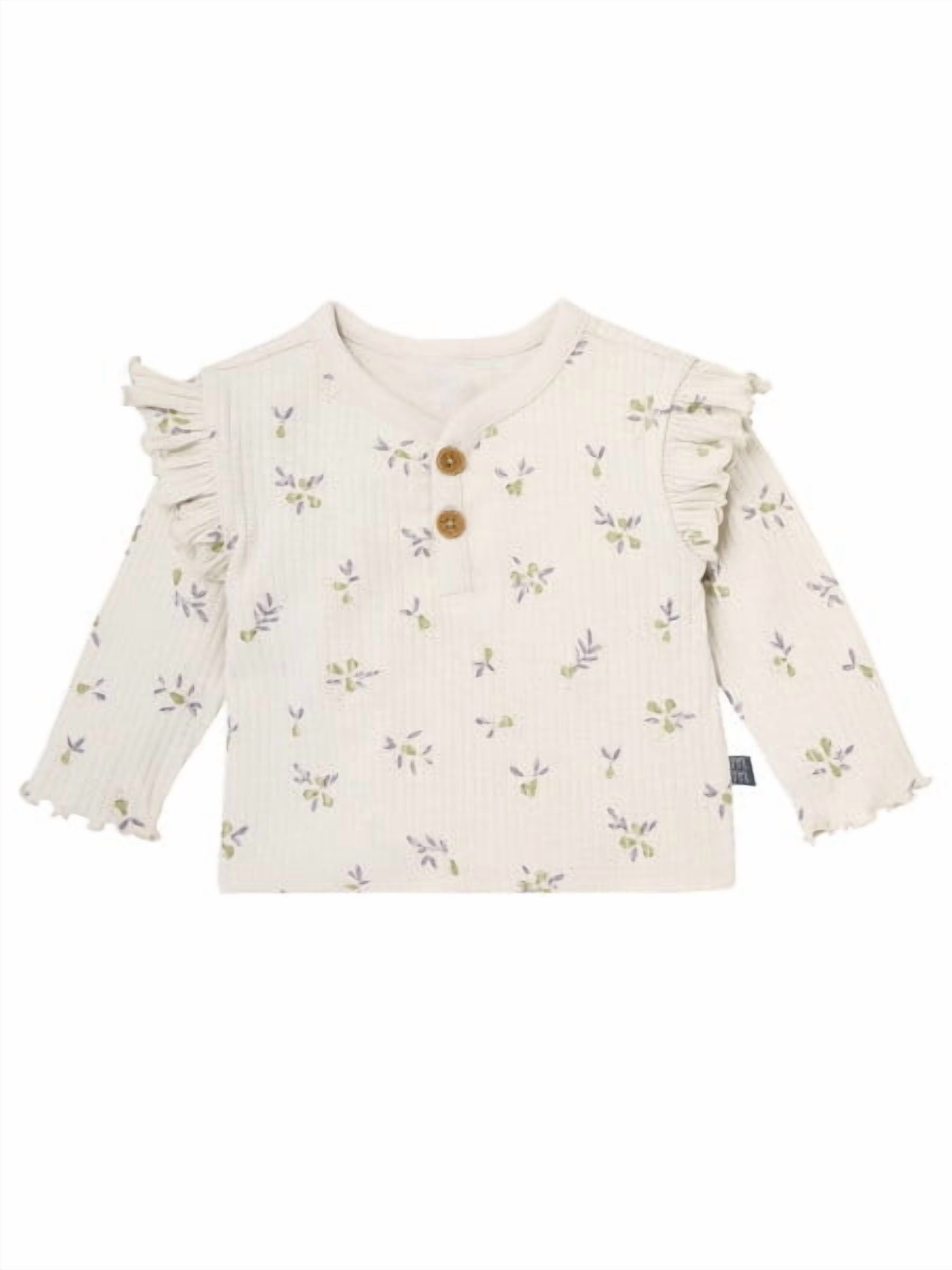 Modern Moments by Gerber Baby Girl Henley Ruffle Top With Pants, sizes 0/3 Months - 24 Months&nbsp;