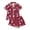 f#134Red416, variant on HAYIMI Comfortable Kids Halloween Print Sleepwear Short Sleeve Button Lapel Blouse Tops And Shorts For Girls Cozy Loungewear Home Pajama Sets, 13-14 Years