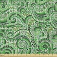 thumbnail image 2 of Ambesonne East Fabric by the Yard Microfiber, Classical Retro Green Swirls, 3 Yards, Black and Green, 2 of 2