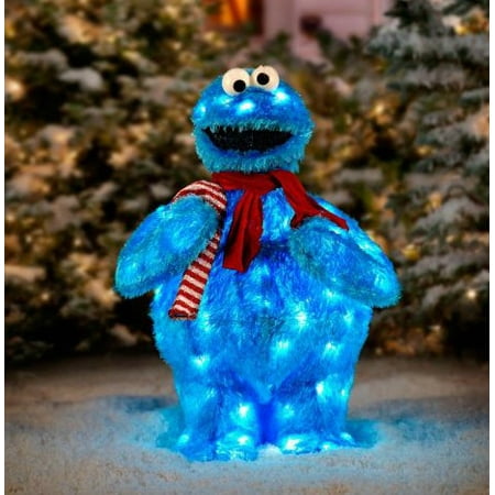 28 Pre Lit Soft Faux Fur Sesame Street Cookie Monster Christmas
