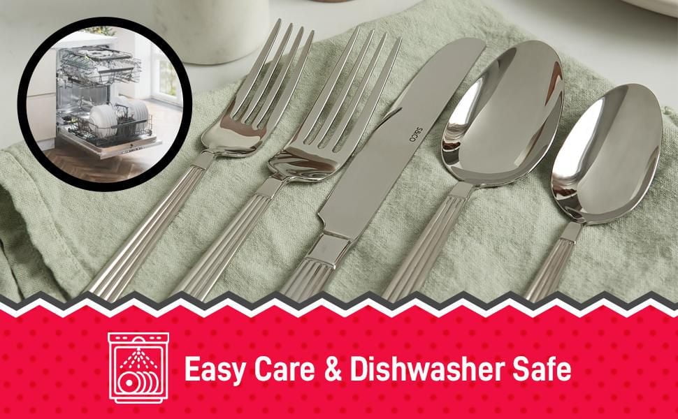 Picasso 20-Piece Stainless Steel Flatware Set – Modern, Rust-Resistant, Dishwasher Safe Silverware