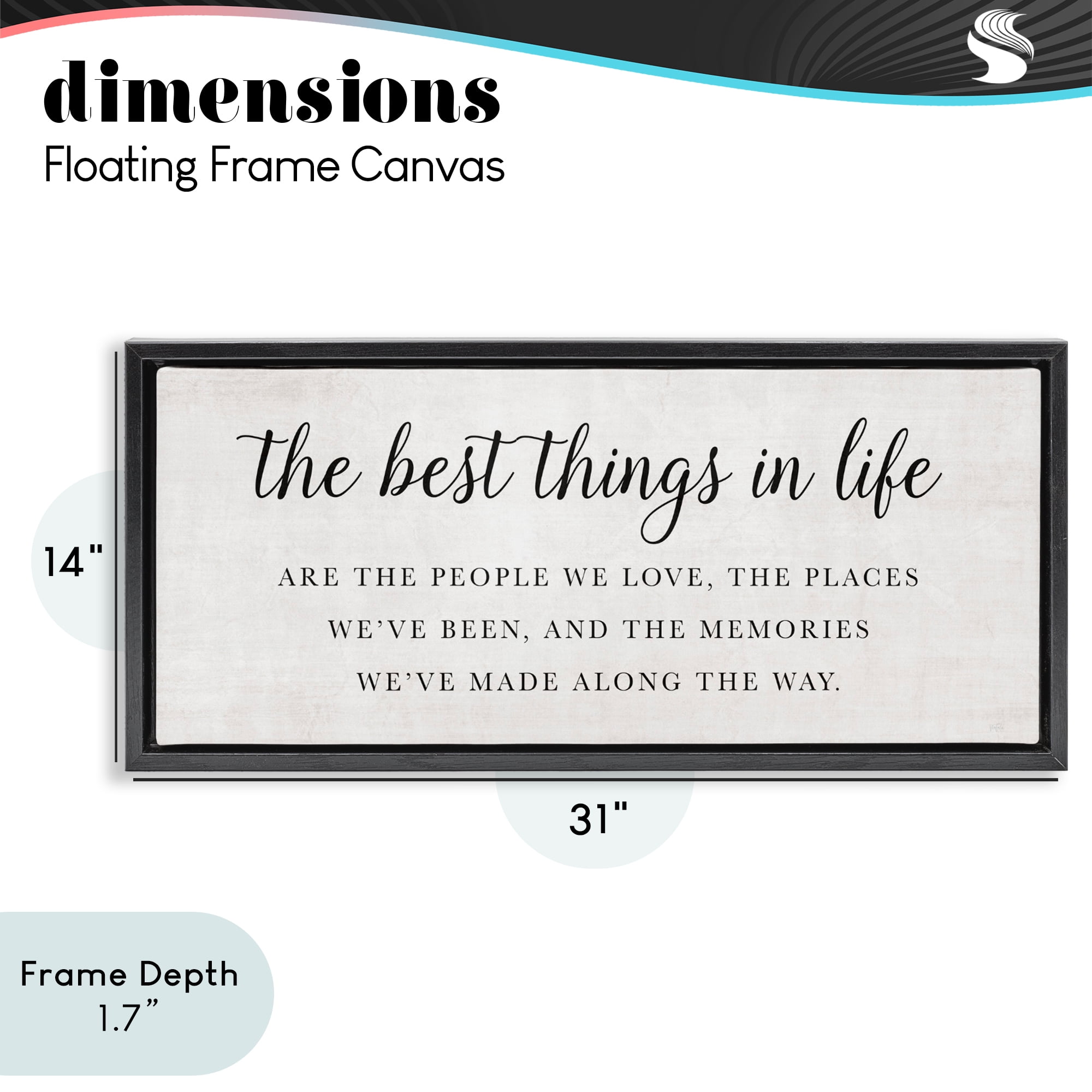 Stupell Industries Best Things In Life Uplifting Black Framed Floater Canvas Wall Art, design by Natalie Carpentieri