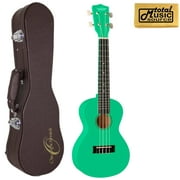 Oscar Schmidt OU1CSFG Concert Ukulele, Surf Green, Basswood, w/ O.S. Case Bundle