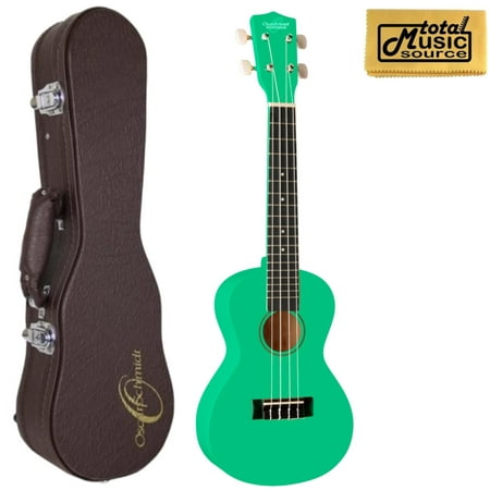 Oscar Schmidt OU1CSFG Concert Ukulele, Surf Green, Basswood, w/ O.S. Case Bundle