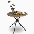 thumbnail image 1 of HOMYLIN Mesa Redonda de Café Moderna 80×80cm con Patas de Hierro Cruzadas, Marrón, Ideal para 2-4 Personas, 1 of 6