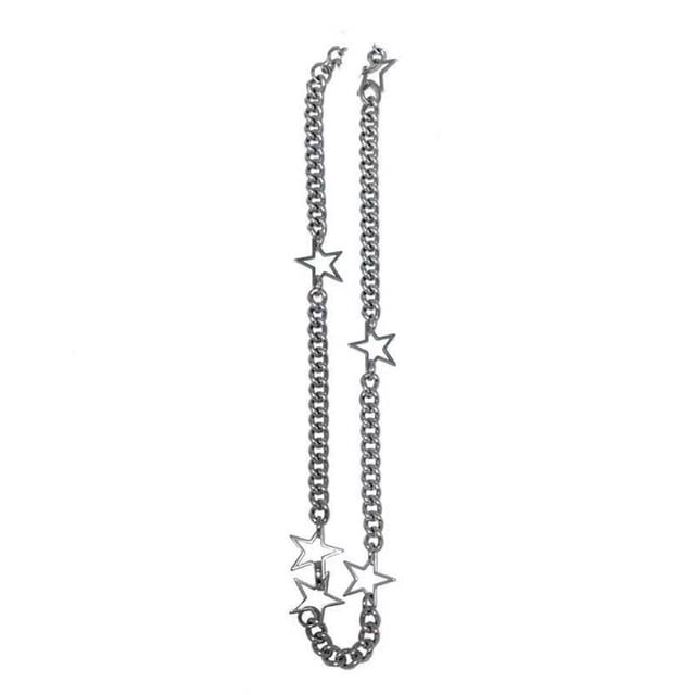Diseño de nicho de elemento estrella y2k versátil chica picante pentagrama cadena de acero de titanio hueca collar chica picante