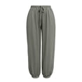 thumbnail image 4 of Nugftut Capri Pants for Women Solid Color Elastic Loose Capris Drawstring Summer Trave Capri Pants High Waisted Pants, 4 of 8