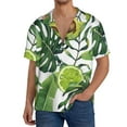 thumbnail image 3 of Naloa Watercolor Green Tropical Men's Loose Fit Cuban Collar Short-Sleeve Shirt with Button-down and Chest Pocket for Everyday Wear Outings - 4X-Large, 3 of 7