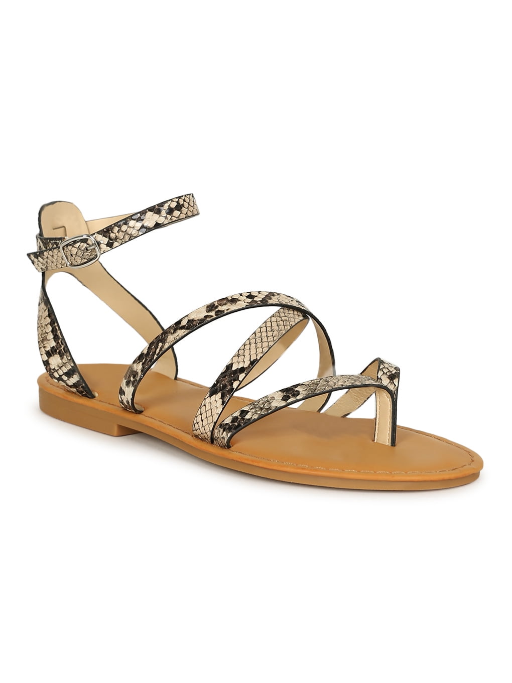 cross strap sandals flat
