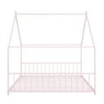 thumbnail image 5 of Gewnee Full Size House Bed with Roof and Fence,Metal Montessori Platform Bed for Toddle and Kids,Pink, 5 of 8