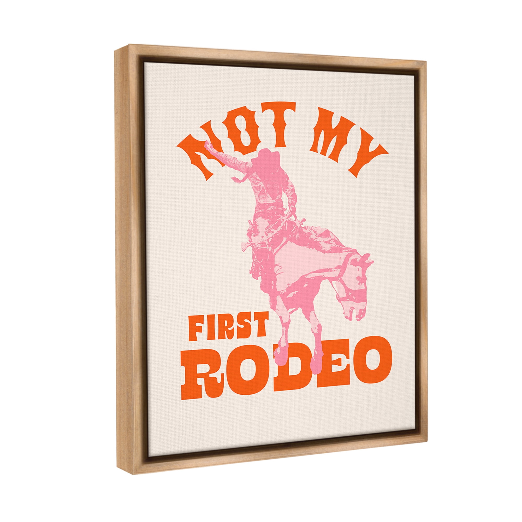Stupell Industries Not My First Rodeo Phrase Animals & Insects Painting Brown Floater Framed Canvas Art Print Wall Art, 25 x 31